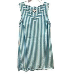 Crown‎ & Ivy Women's Size 2 Blue White Striped V-Neck Sleeveless Cotton Dress